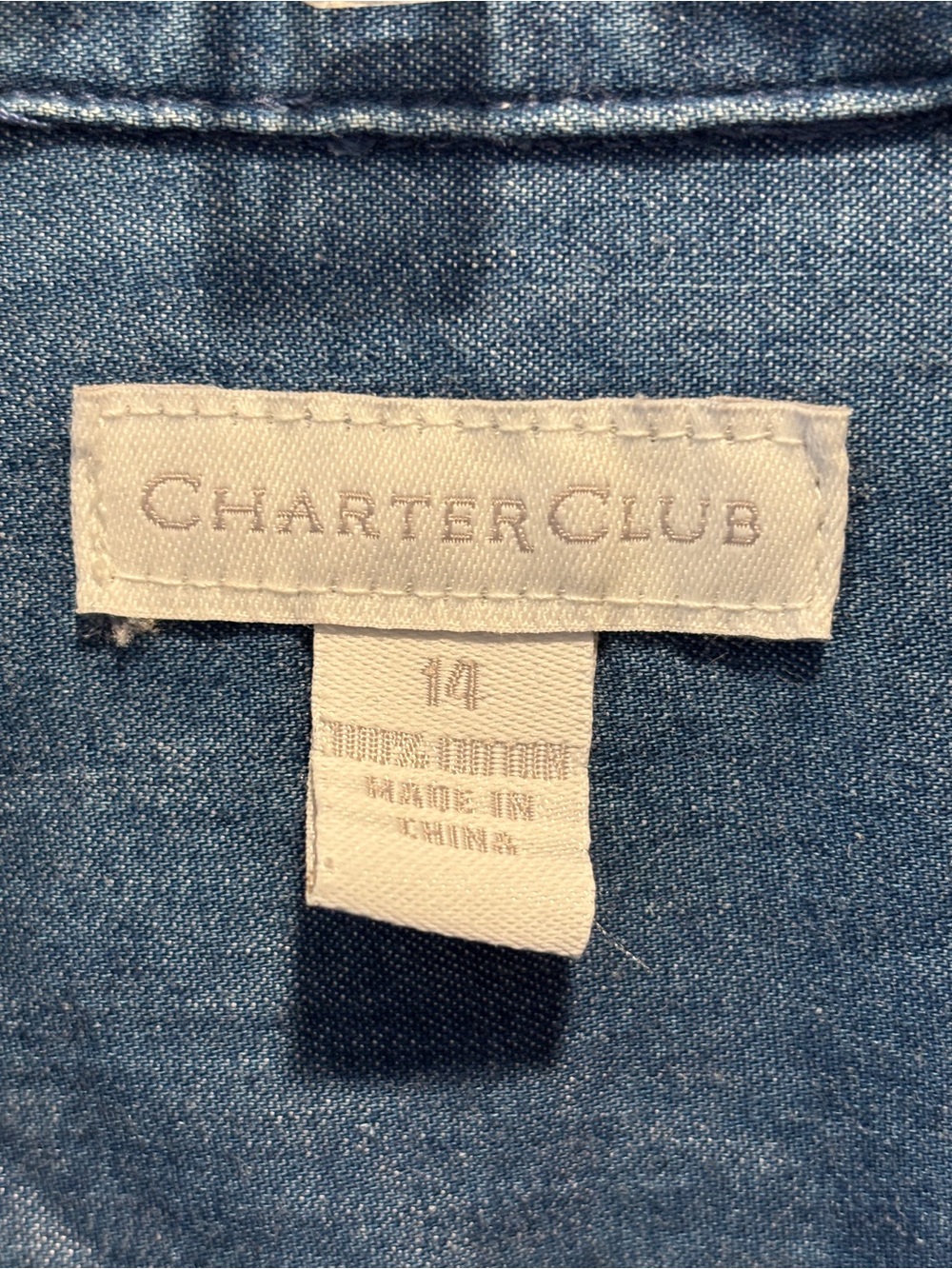 Charter Club Denim Cotton Button Down Shirt Blue 14 - Picture 3 of 7